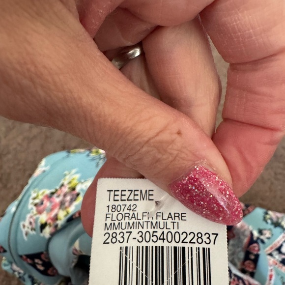 2 FOR $20 Teeze Me Juniors Blue Floral Scuba Dress Fit Flare Sleeveless 3 NEW - Picture 5 of 8